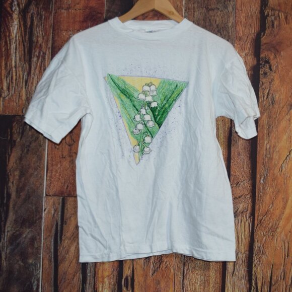 CARIBBEAN DREAM Women's sz L "Lilly of the Valley" T-Shirt - Excellent - Picture 1 of 5
